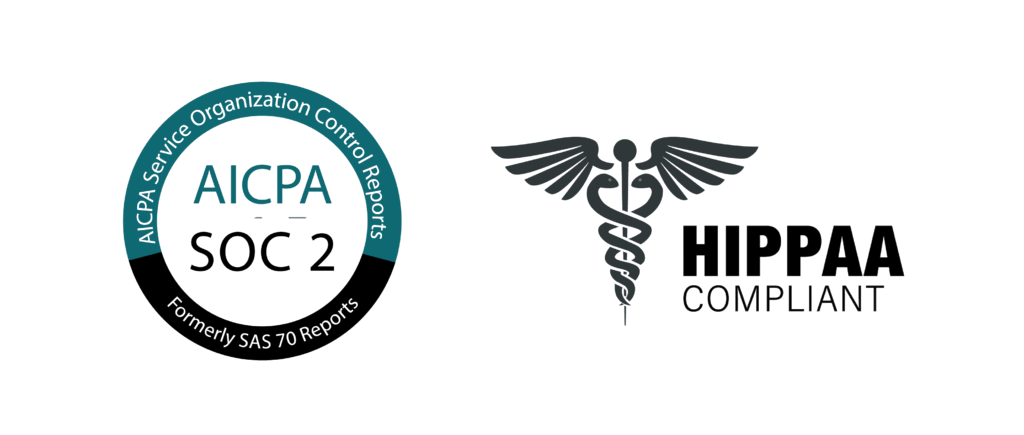 AICPA SOC 2 and HIPAA Compliant badges